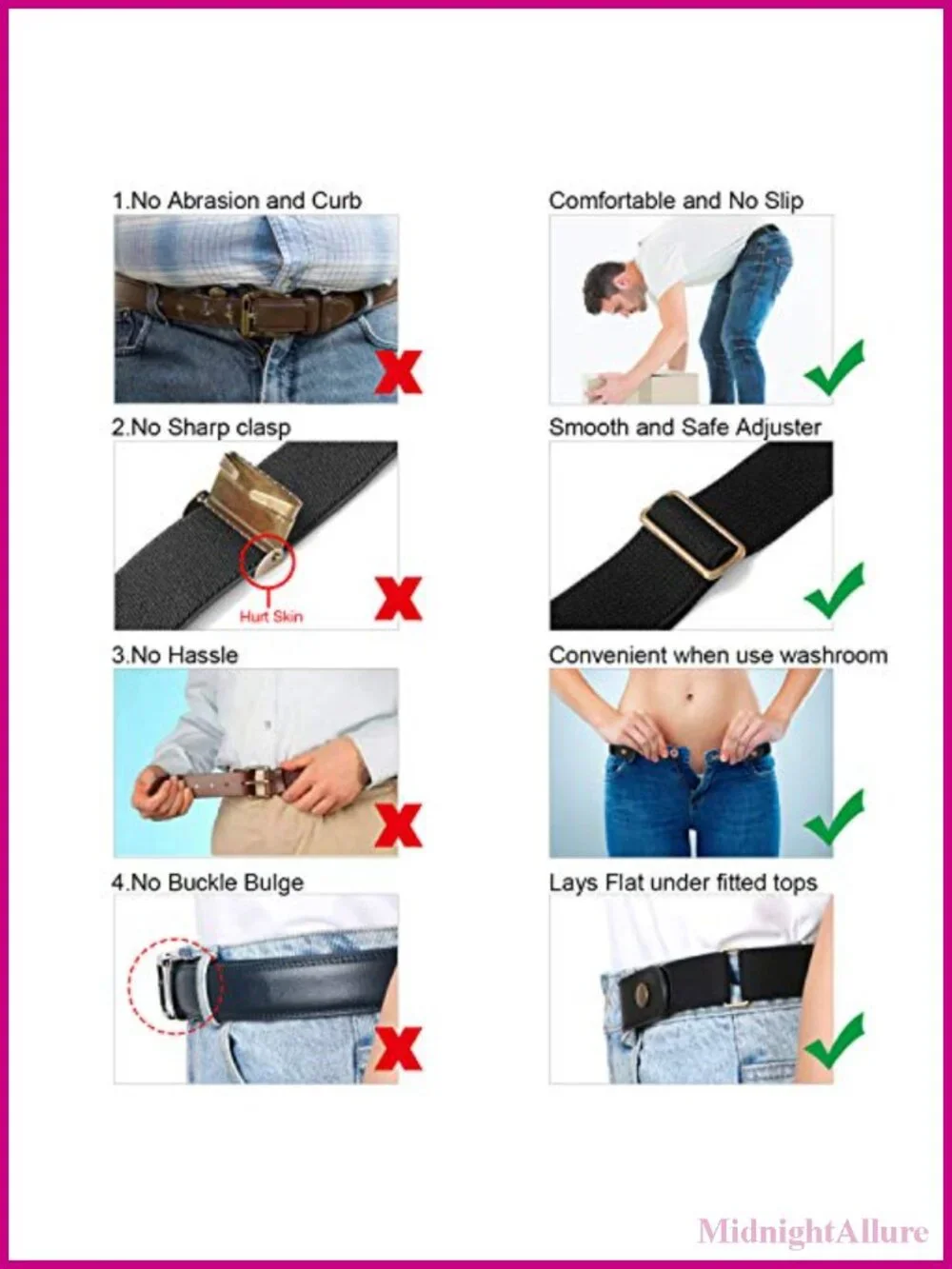 No Buckle Elastic Invisible Belt Stretch Buckless for Jeans